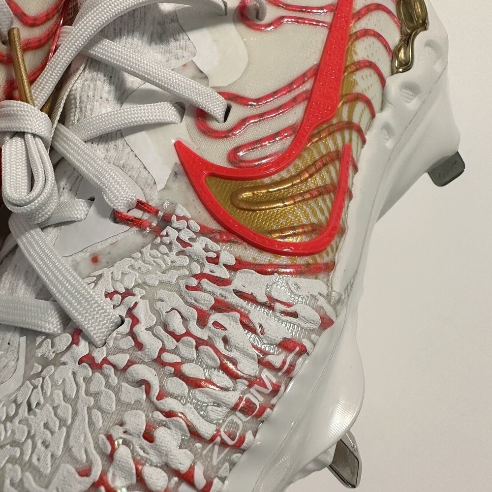 NIKE Alpha Huarache NXT Baseball Cleats Mens 11 Playoff Pack White Gold Crimson - Picture 6 of 7